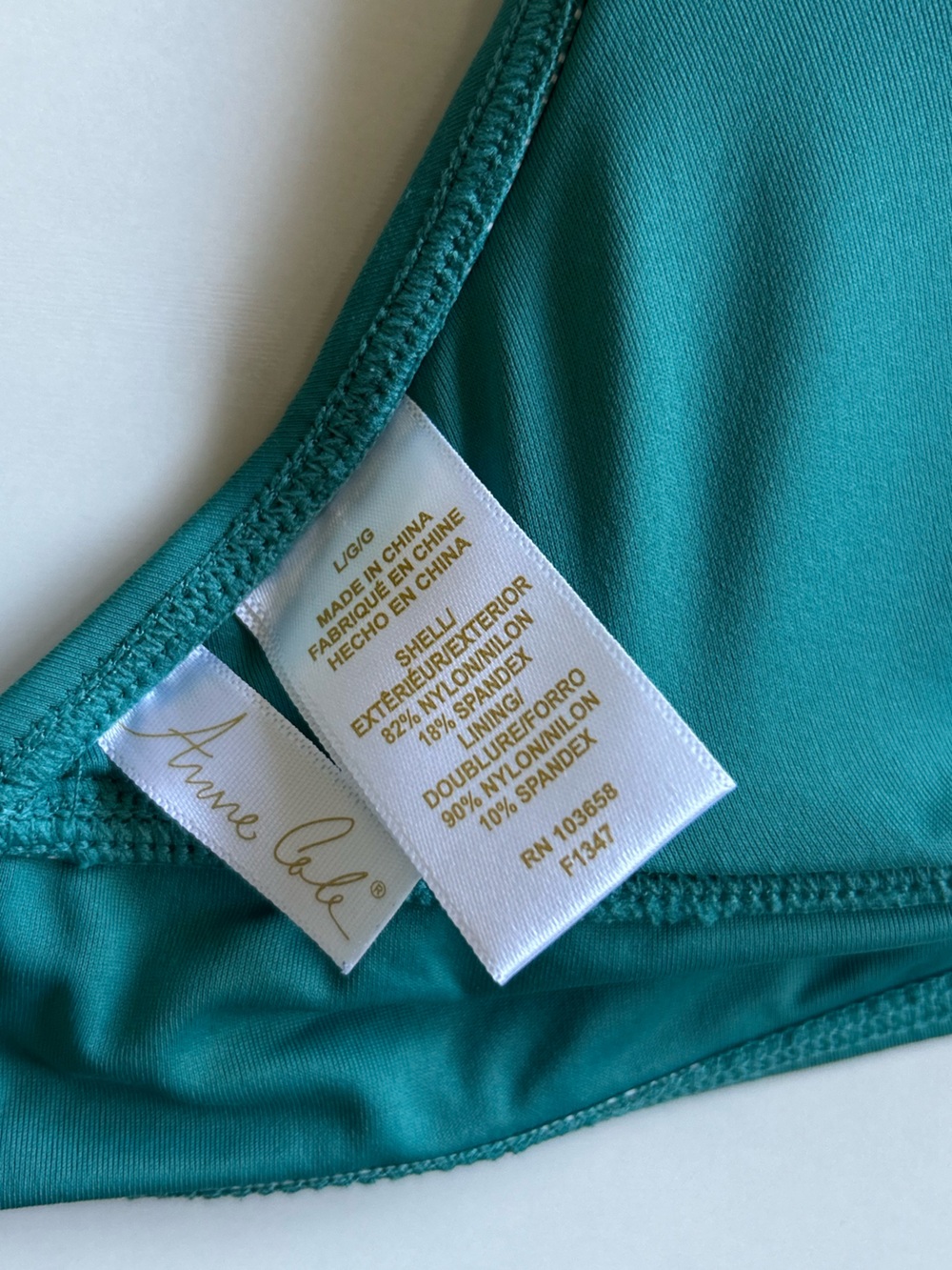 Anne Cole Bikini SET Halter Top Skirt Bottom Teal Green Size Large - Picture 6 of 14